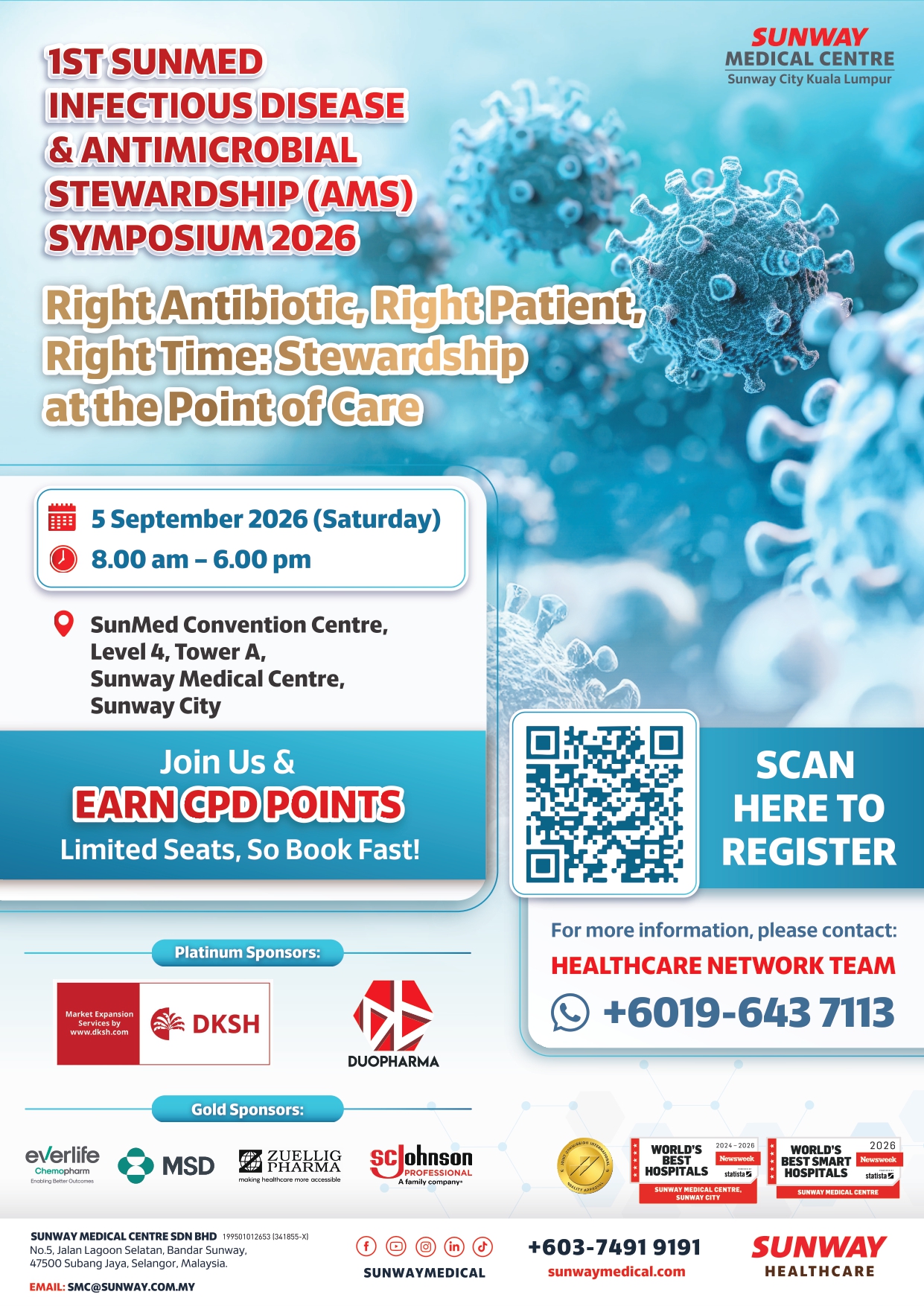1st SunMed Infectious Disease & Antimicrobial Stewardship Symposium 2026 into SMC DOBBS Platform. banner image